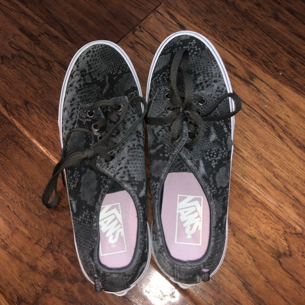 Grey snakeskin vans